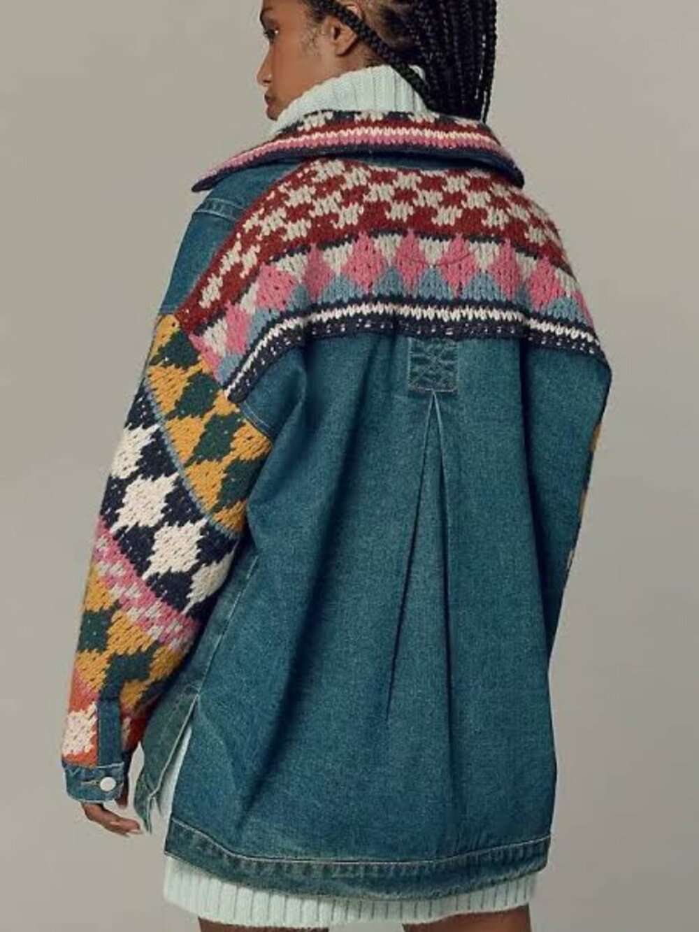 Crochet Denim Sweater Jacket - Picture 2 of 6